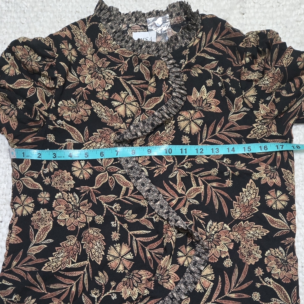 ​MISA Los Angeles Garance Blouse Gilded Paisley Floral Ruffle Puff Sleeve XS - Picture 13 of 15